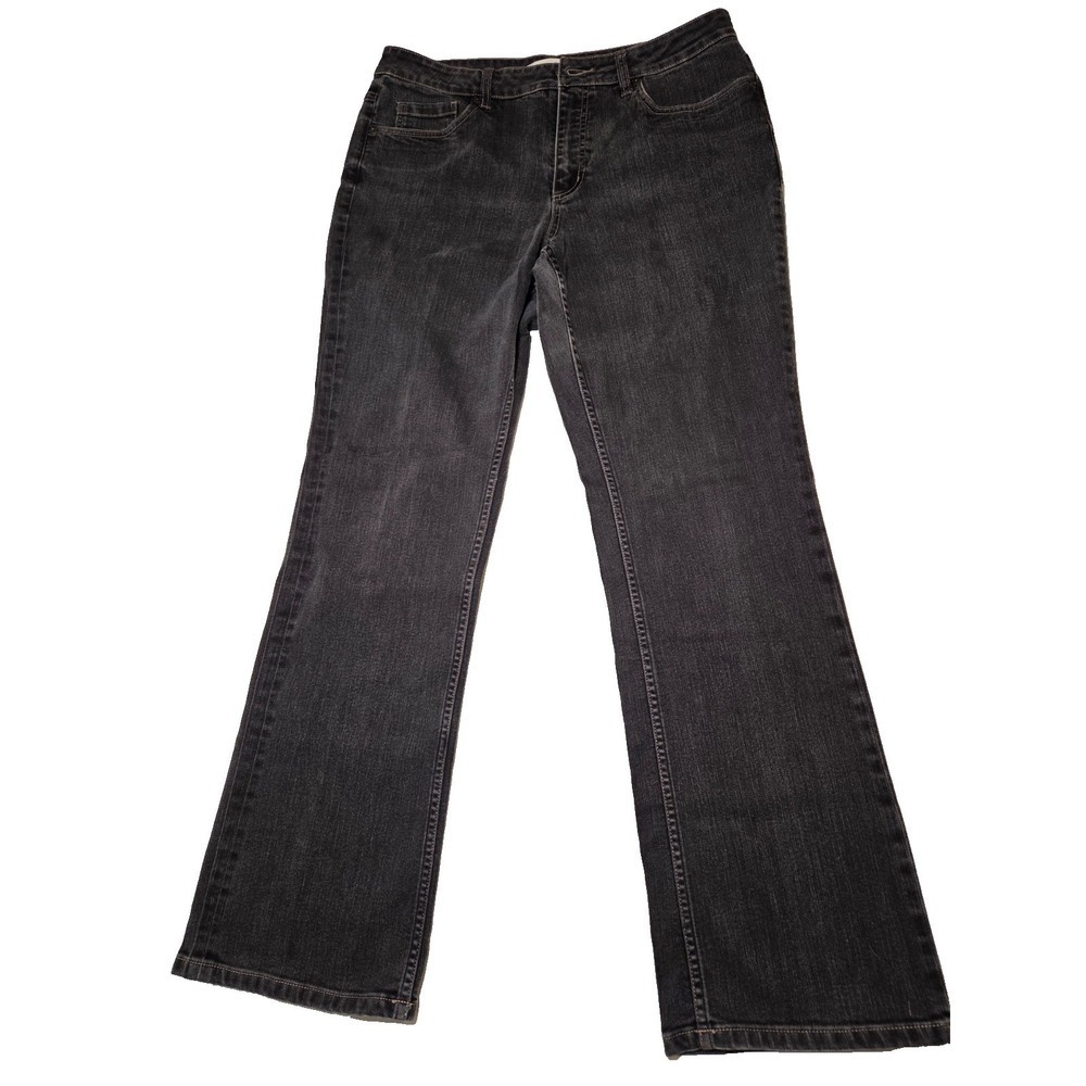 Coldwater Creek Jeans Women 14 Black Straight Leg Denim Pants Excellent